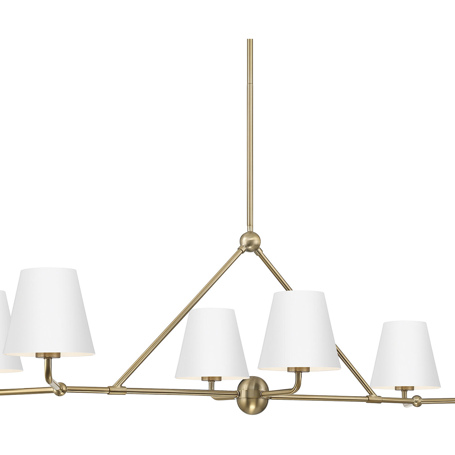 Xavier 6 Light 46 inch Vibrant Gold Linear Chandelier Ceiling Light in Vibrant Gold and White