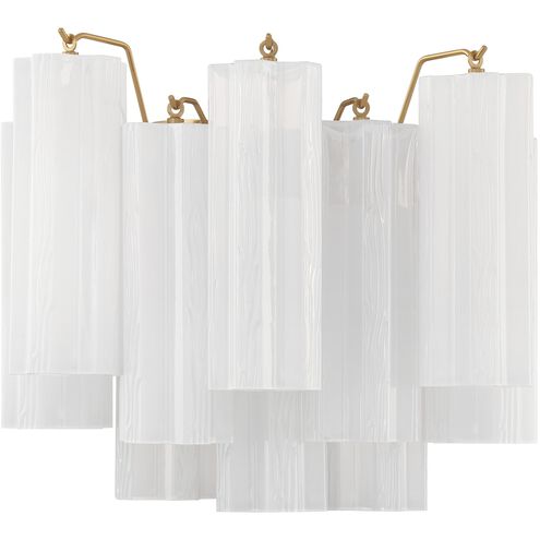 Addis Sconce Wall Light in Aged Brass, Tronchi Glass White