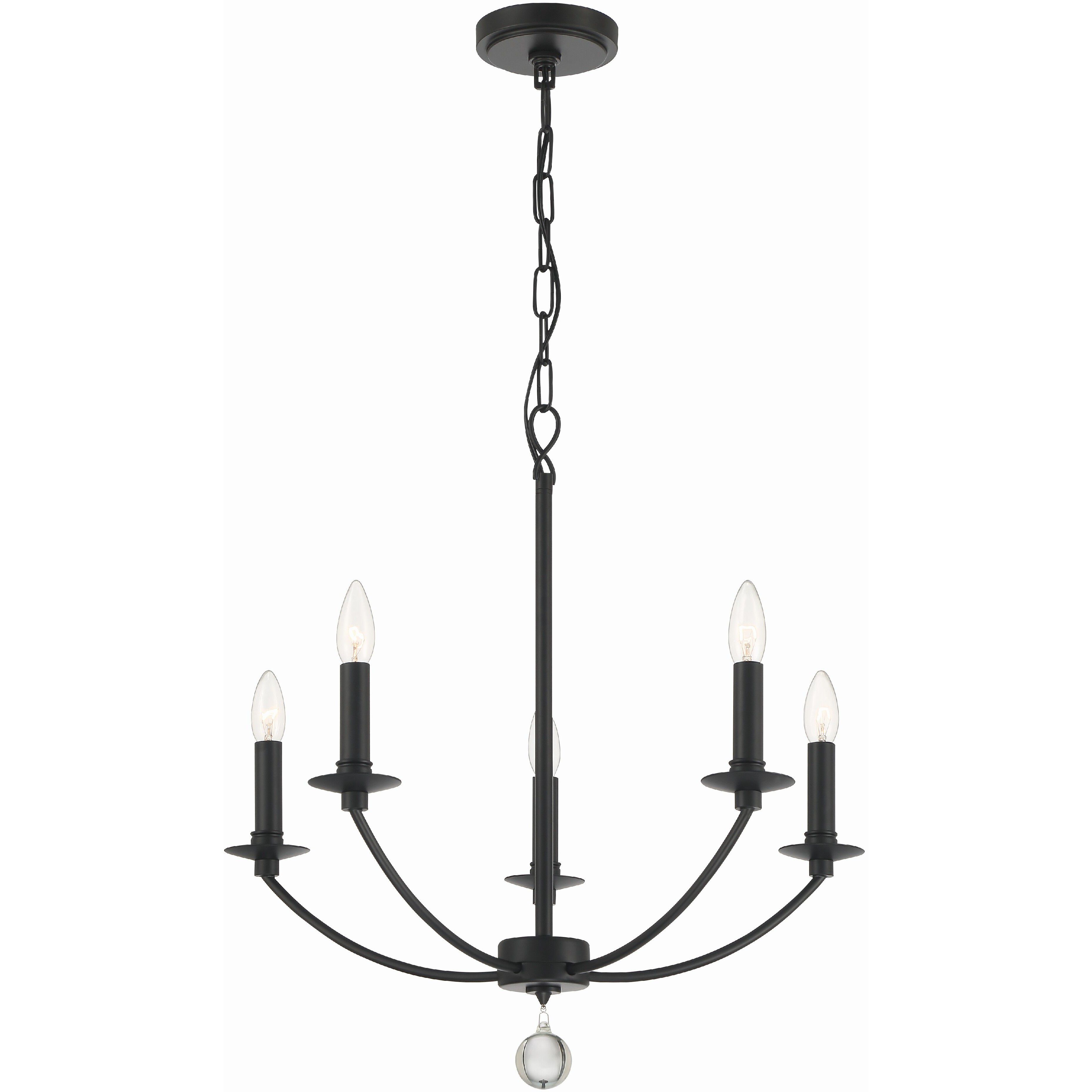 Mila 5 Light 23 inch Black Chandelier Ceiling Light