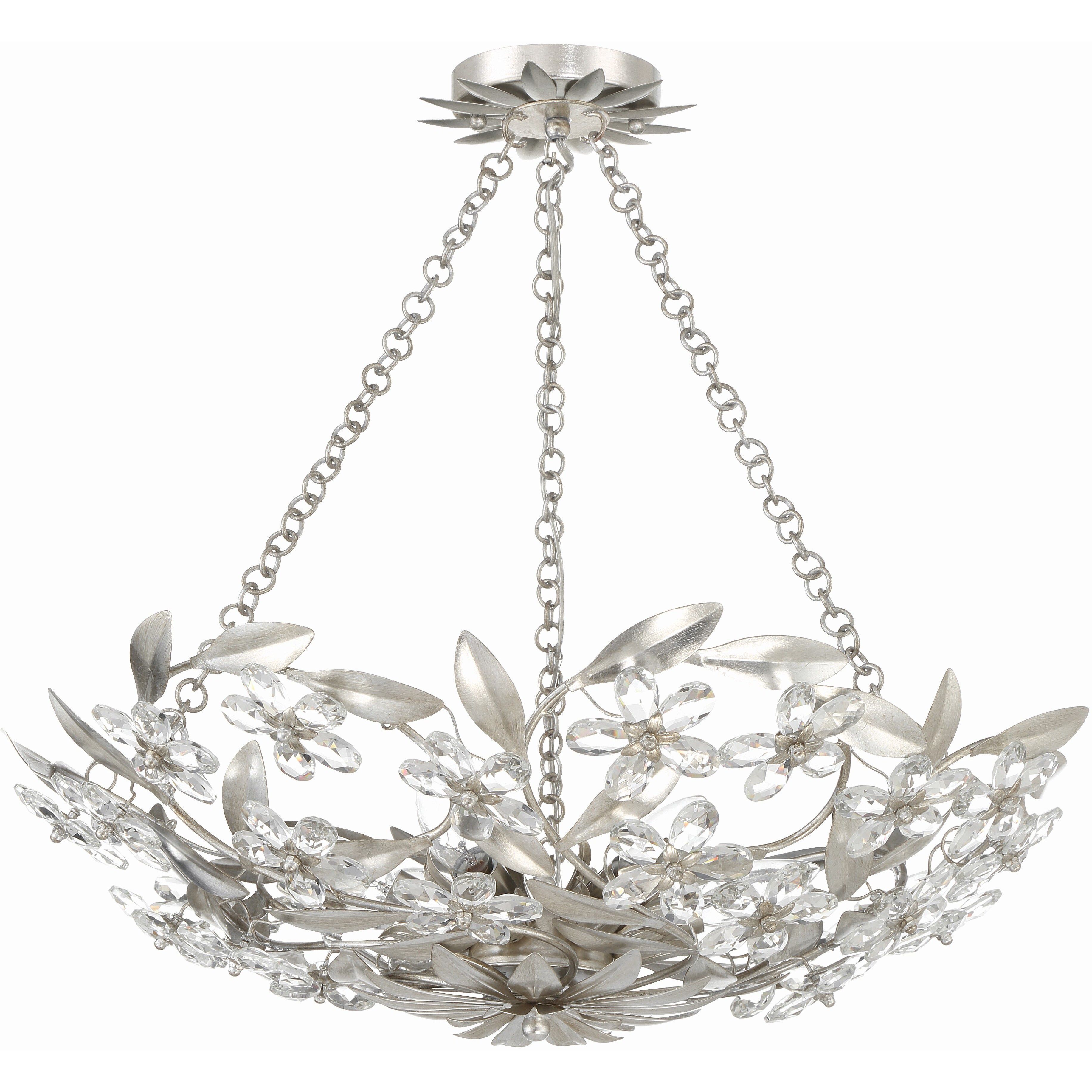 Marselle 6 Light 24 inch Antique Silver Semi Flush Ceiling Light