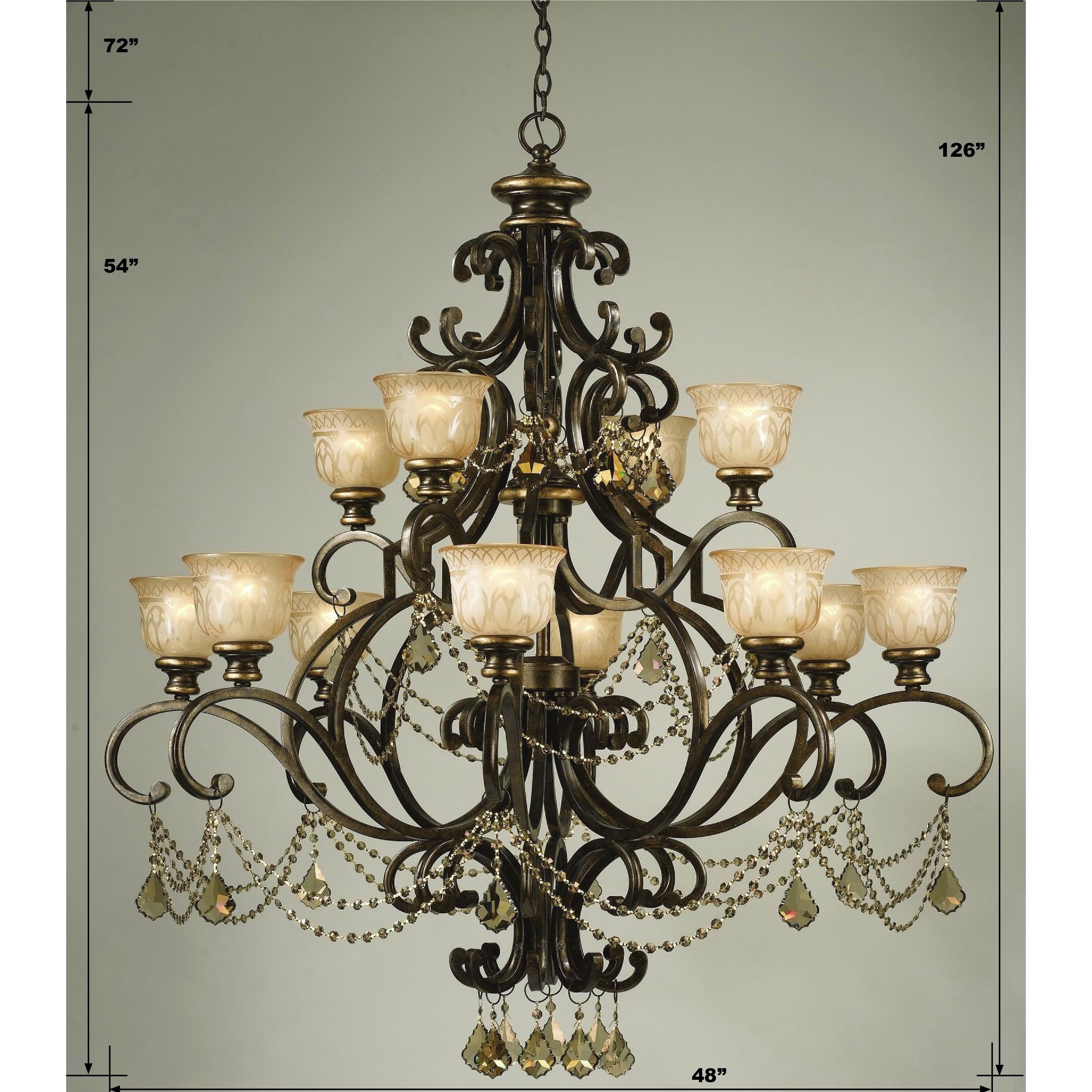 Norwalk 12 Light 48 inch Bronze Umber Chandelier Ceiling Light in Golden Teak Hand Cut