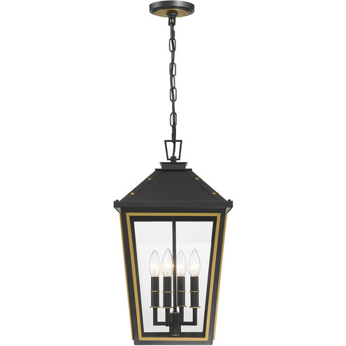 Hawkins 4 Light 12 inch Matte Black and Textured Gold Pendant Ceiling Light