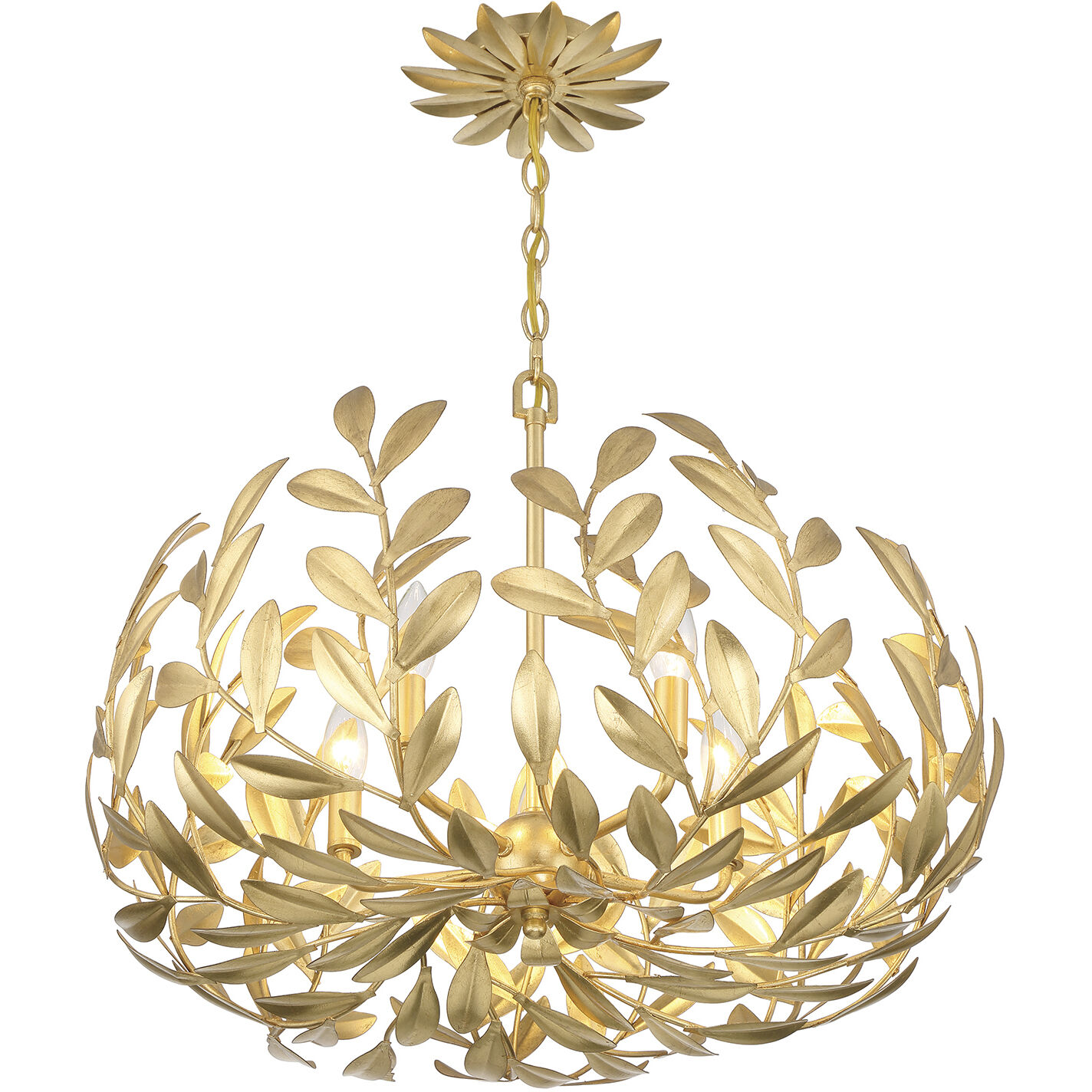 Broche 5 Light 23 inch Antique Gold Chandelier Ceiling Light