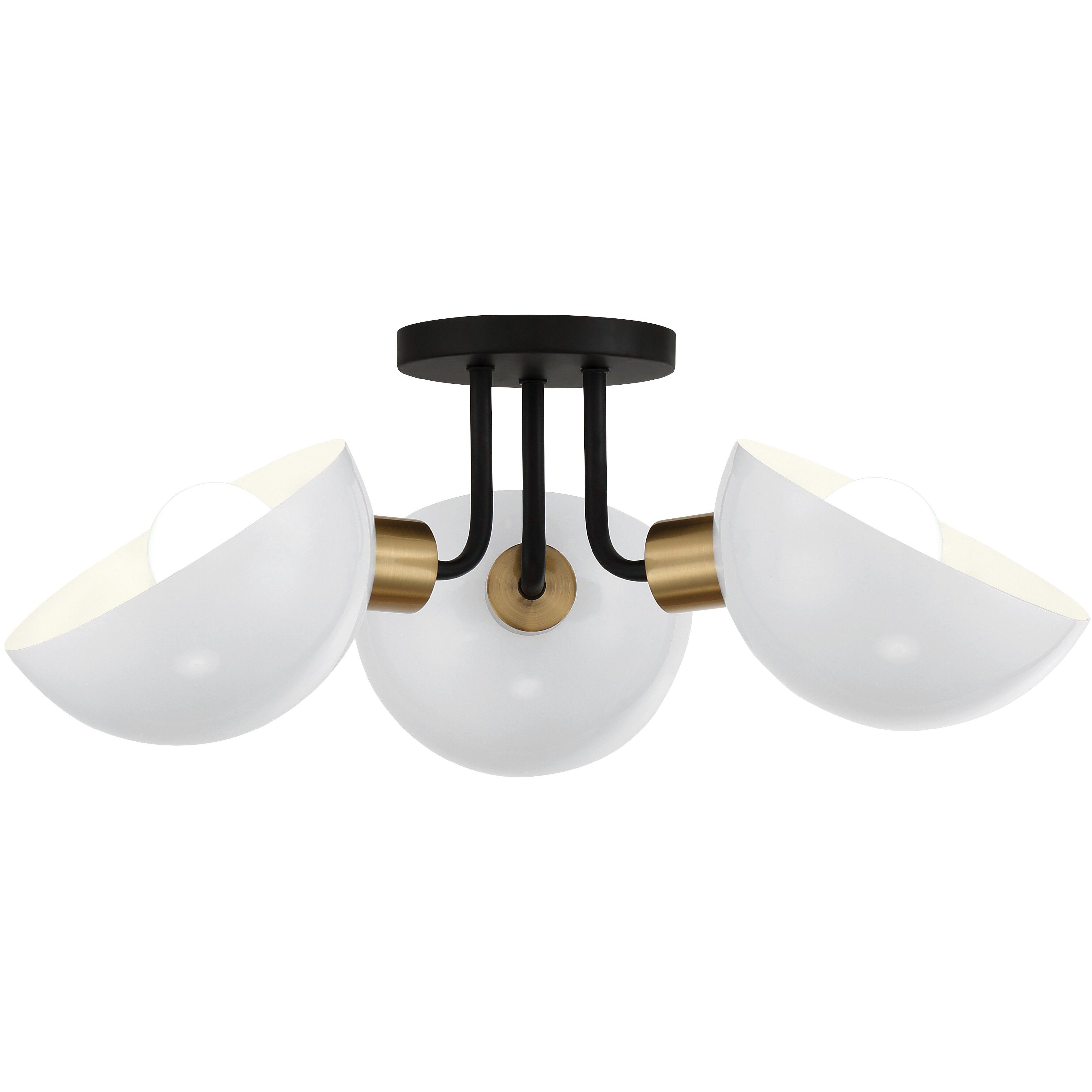Gigi 3 Light 22.75 inch Black/Aged Brass Semi Flush Ceiling Light