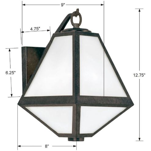 Glacier 1 Light 12.75 inch Black Charcoal Outdoor Sconce in White