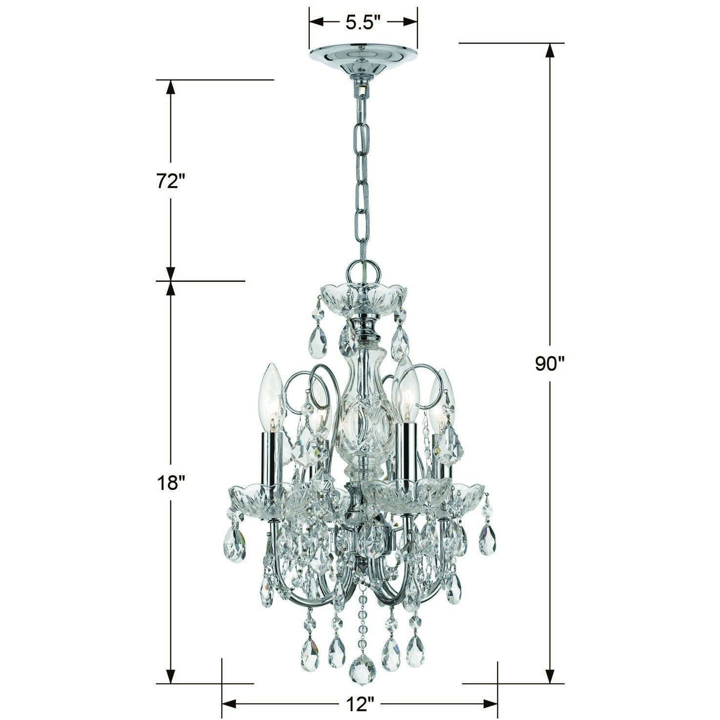 Imperial 4 Light 12 inch Polished Chrome Mini Chandelier Ceiling Light in Clear Spectra