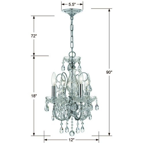 Imperial 4 Light 12 inch Polished Chrome Mini Chandelier Ceiling Light in Clear Spectra
