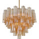 Addis 12 Light 26.75 inch Aged Brass Chandelier Ceiling Light in Tronchi Glass Amber