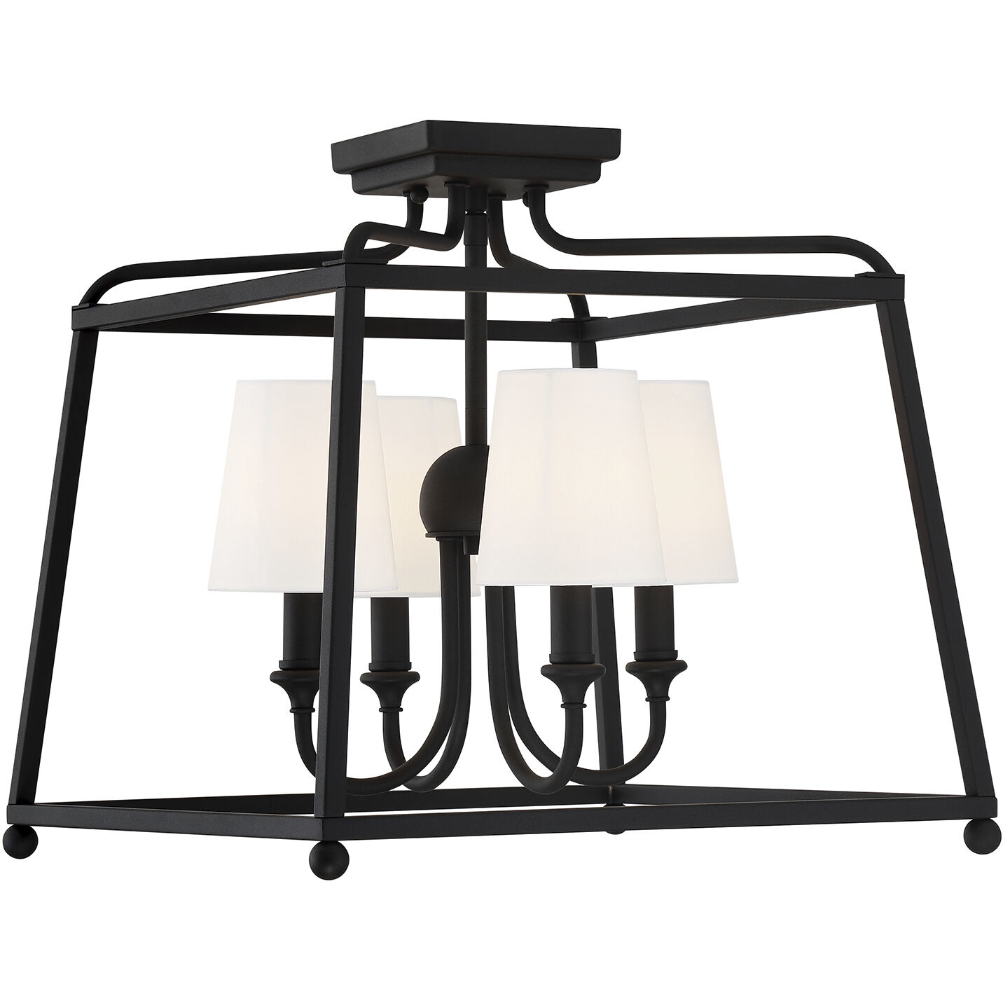 Sylvan 4 Light 16 inch Black Forged Semi Flush Ceiling Light