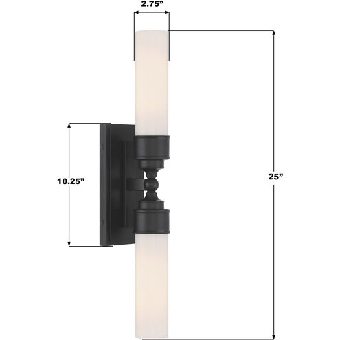 Wilcox 2 Light 5 inch Matte Black Bath Wall Sconce Wall Light