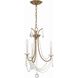 Karrington 3 Light 14 inch Aged Brass Mini Chandelier Ceiling Light