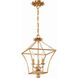 Broche 3 Light 11 inch Antique Gold Mini Chandelier Ceiling Light