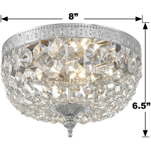 Westbury 2 Light 8 inch Polished Chrome Flush Ceiling Light in Clear Hand Cut