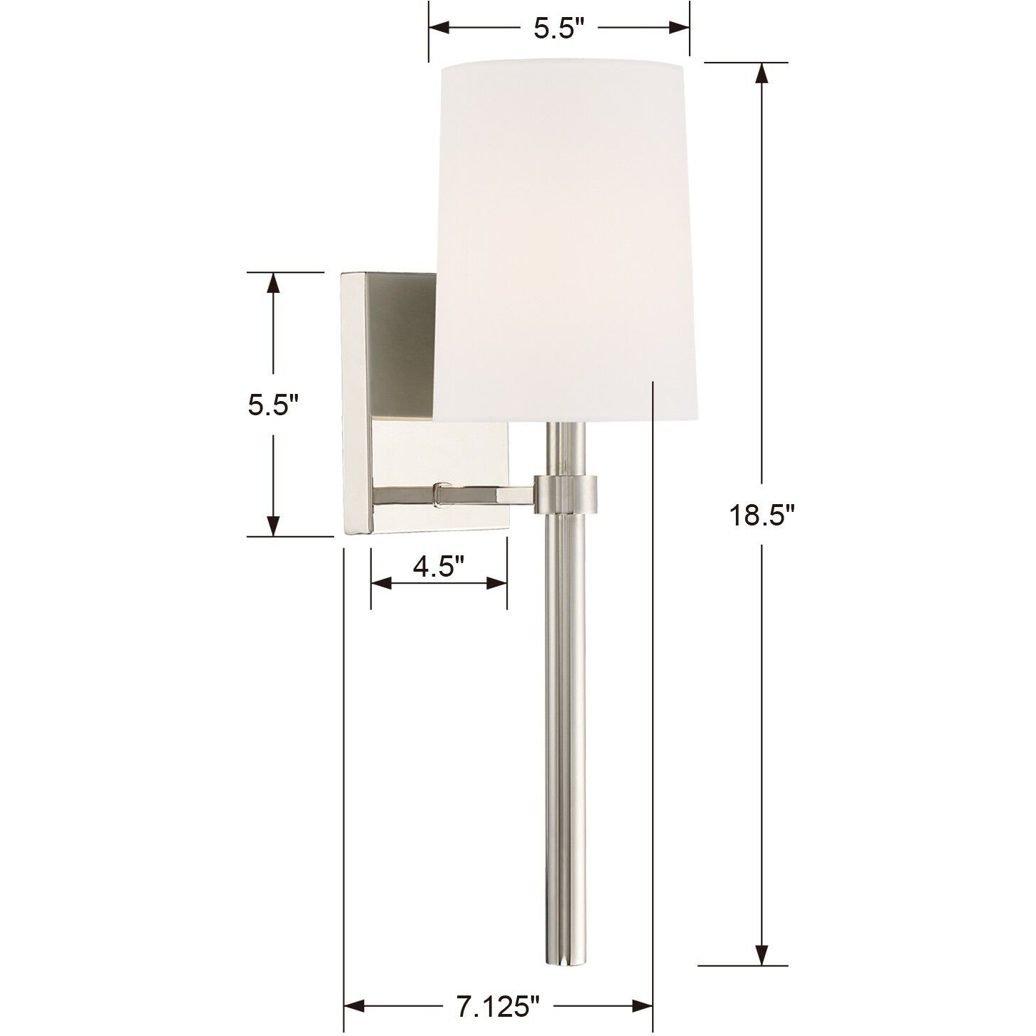 Bromley 1 Light 5.5 inch Polished Nickel Sconce Wall Light