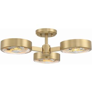 Orson 3 Light 22.5 inch Modern Gold Flush/Semi Flush Ceiling Light