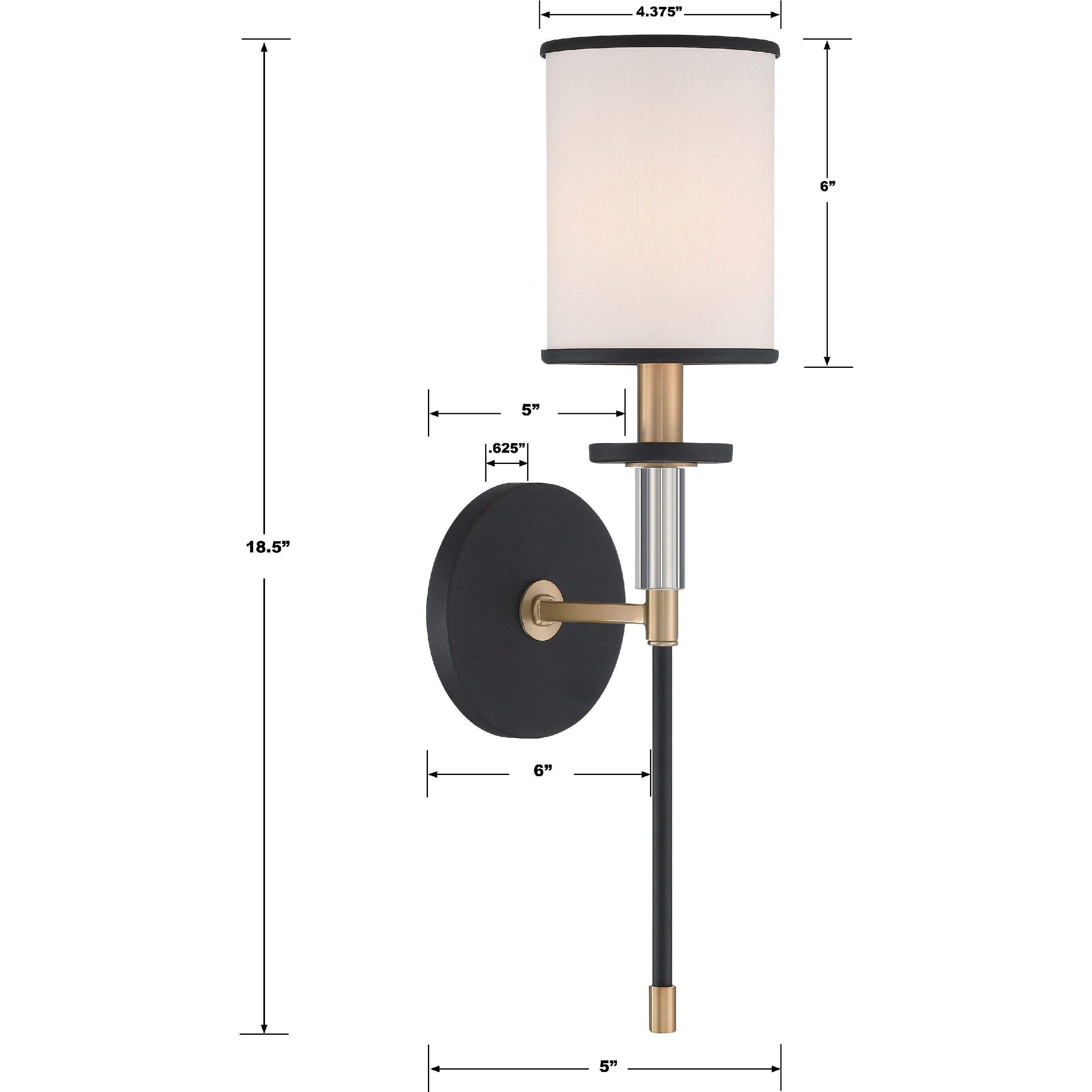 Hatfield Bath Sconce Wall Light in Black Forged with Vibrant Gold