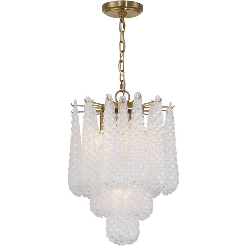 Ollie 4 Light 14.25 inch Aged Brass Pendant Ceiling Light in Sand Glass Clear