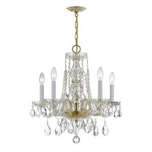 Traditional Crystal 5 Light 18 inch Polished Brass Chandelier Ceiling Light in Clear Spectra
