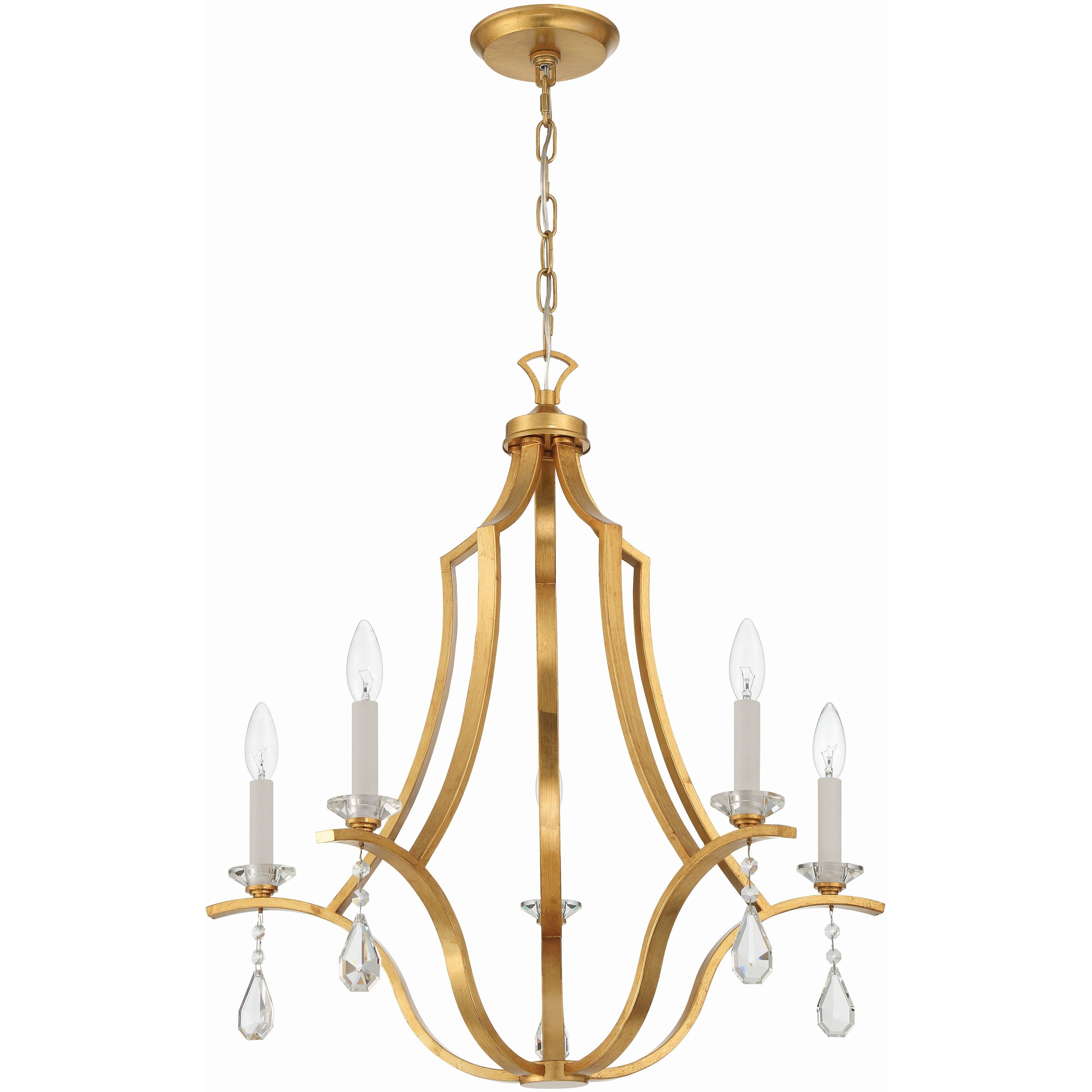 Perry 5 Light 25.5 inch Antique Gold Chandelier Ceiling Light