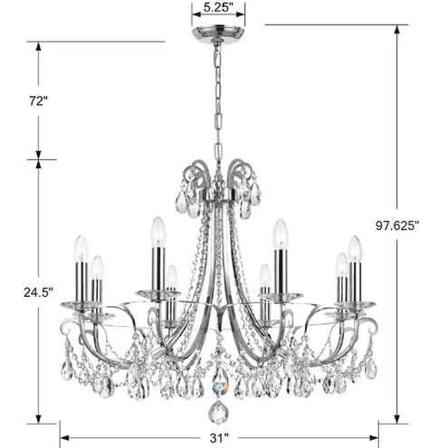 Othello 8 Light 31 inch Polished Chrome Chandelier Ceiling Light in Clear Swarovski Strass
