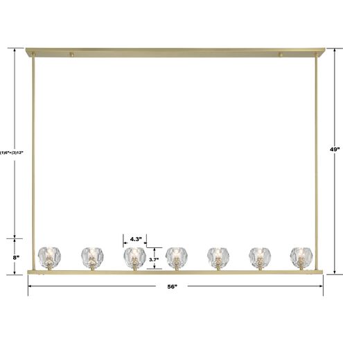Aragon 7 Light 56 inch Soft Brass Chandelier Ceiling Light in Clear