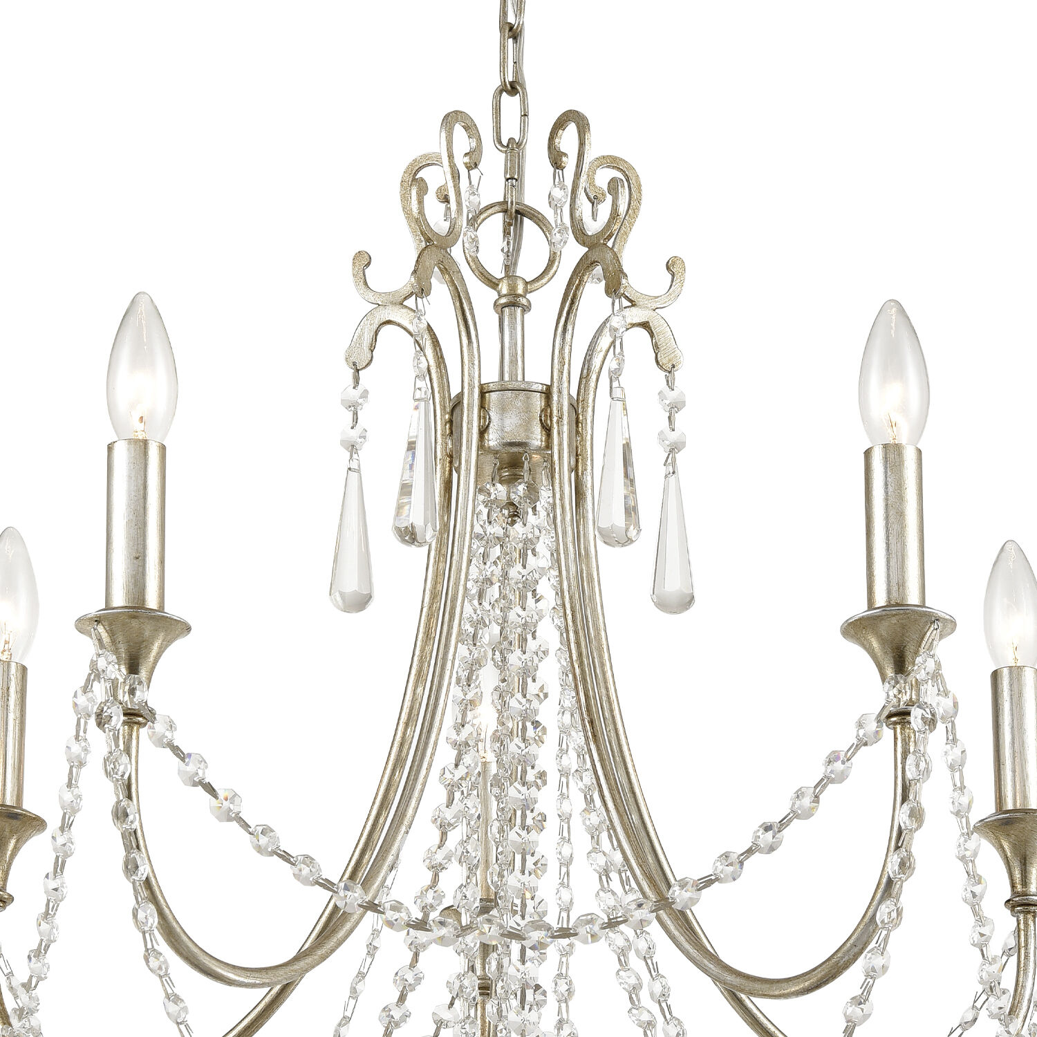 Arcadia 5 Light 23.5 inch Antique Silver Chandelier Ceiling Light
