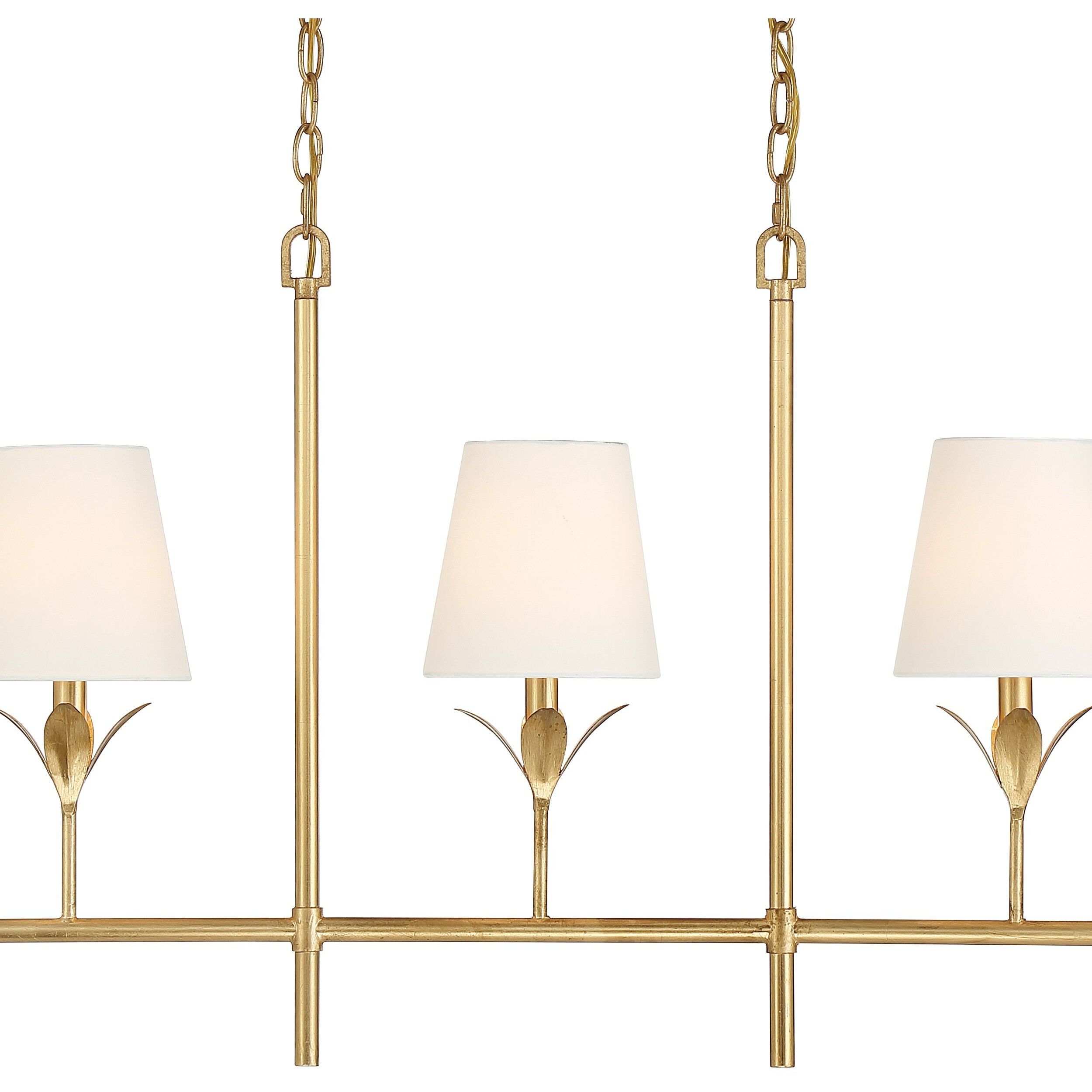 Broche 5 Light 53.5 inch Antique Gold Linear Chandelier Ceiling Light
