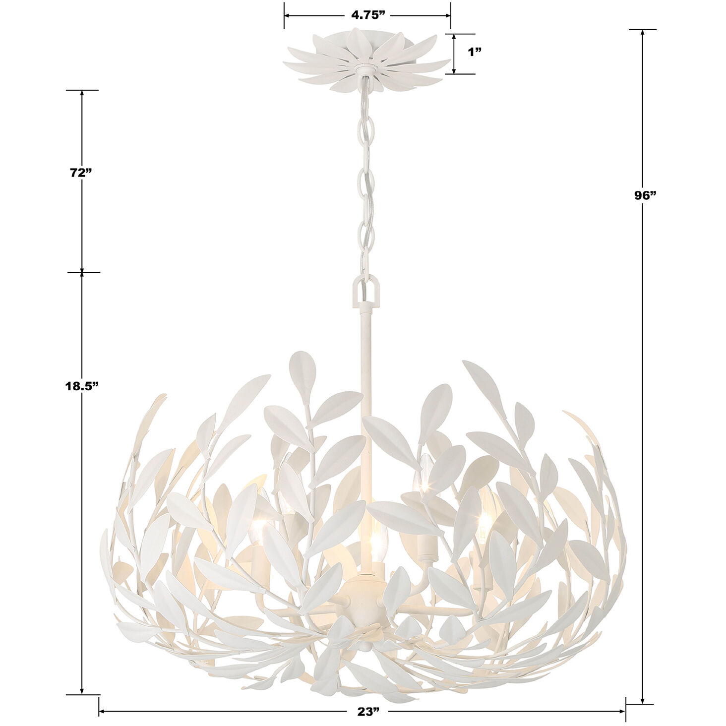 Broche 5 Light 23 inch Matte White Chandelier Ceiling Light