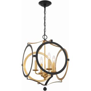 Odelle 4 Light 20 inch Black and Antique Gold Chandelier Ceiling Light