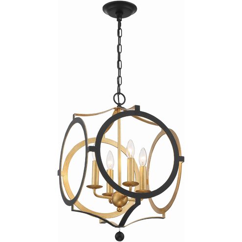 Odelle 4 Light 20 inch Black and Antique Gold Chandelier Ceiling Light