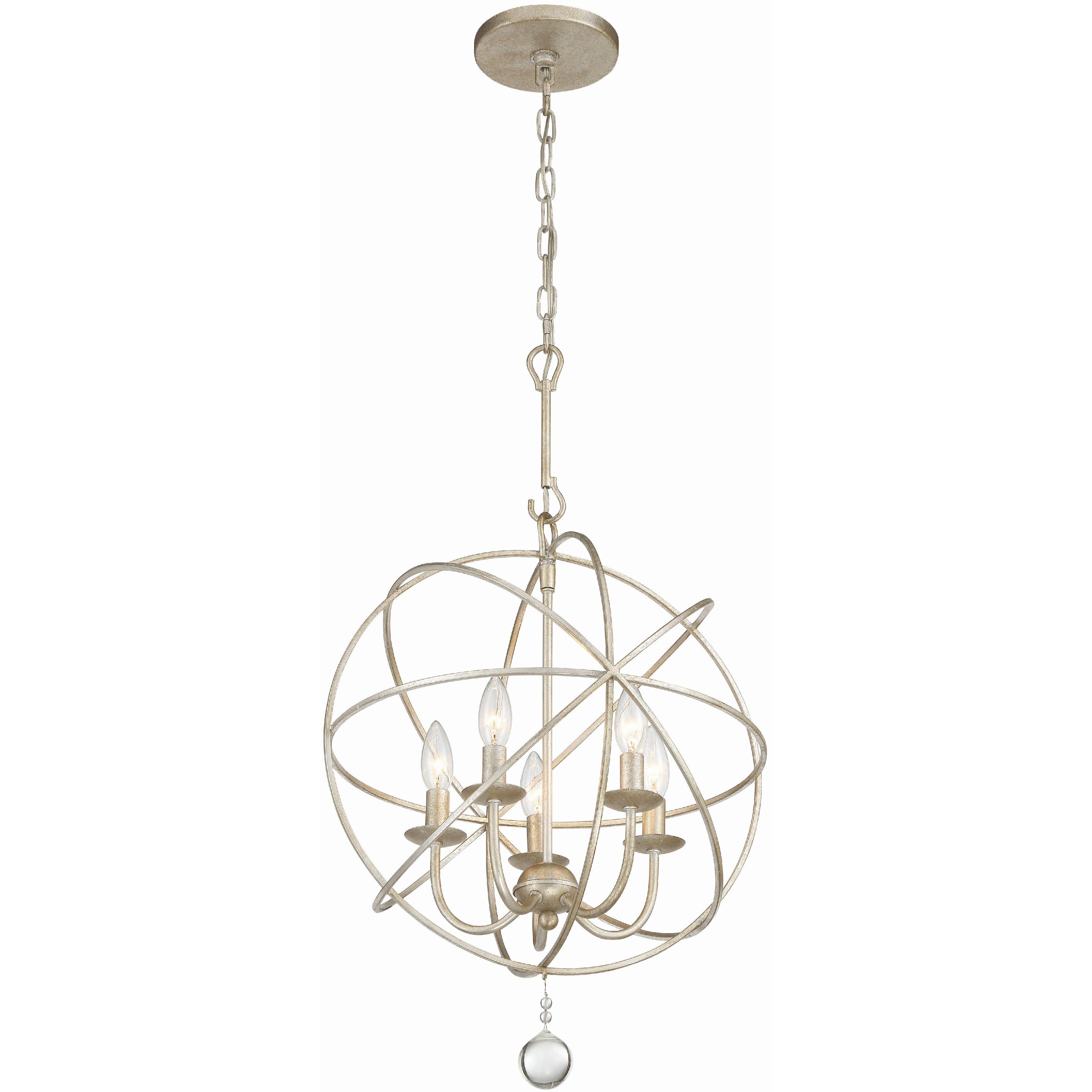 Solaris 5 Light 17 inch Olde Silver Mini Chandelier Ceiling Light