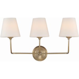 Sylvan 3 Light 23.25 inch Vibrant Gold Bathroom Vanity Light Wall Light