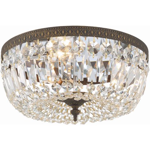 Westbury 3 Light 14 inch English Bronze Flush Ceiling Light in Clear Spectra