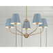 Xavier 5 Light 28 inch Vibrant Gold and Blue Chandelier Ceiling Light