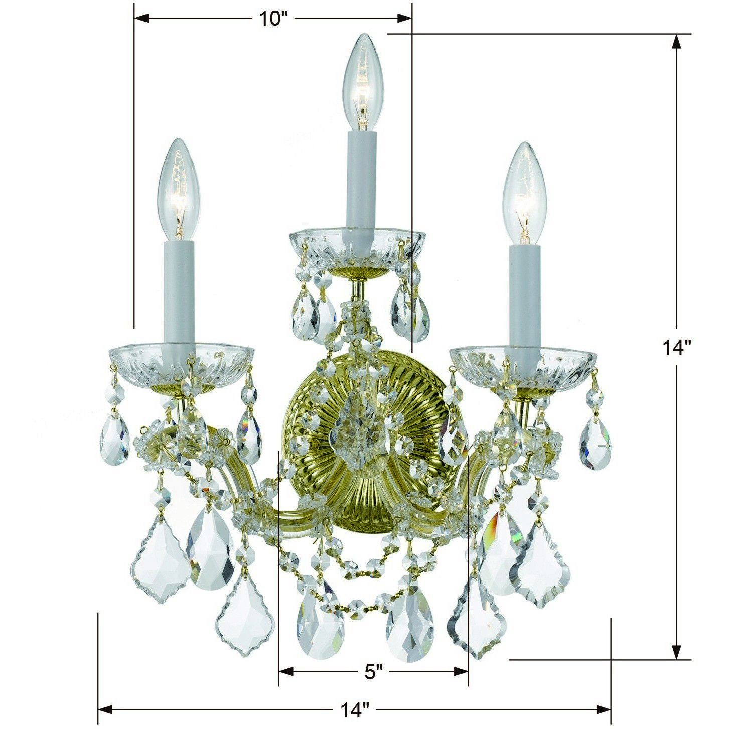 Maria Theresa 3 Light 14 inch Gold Sconce Wall Light in Clear Hand Cut