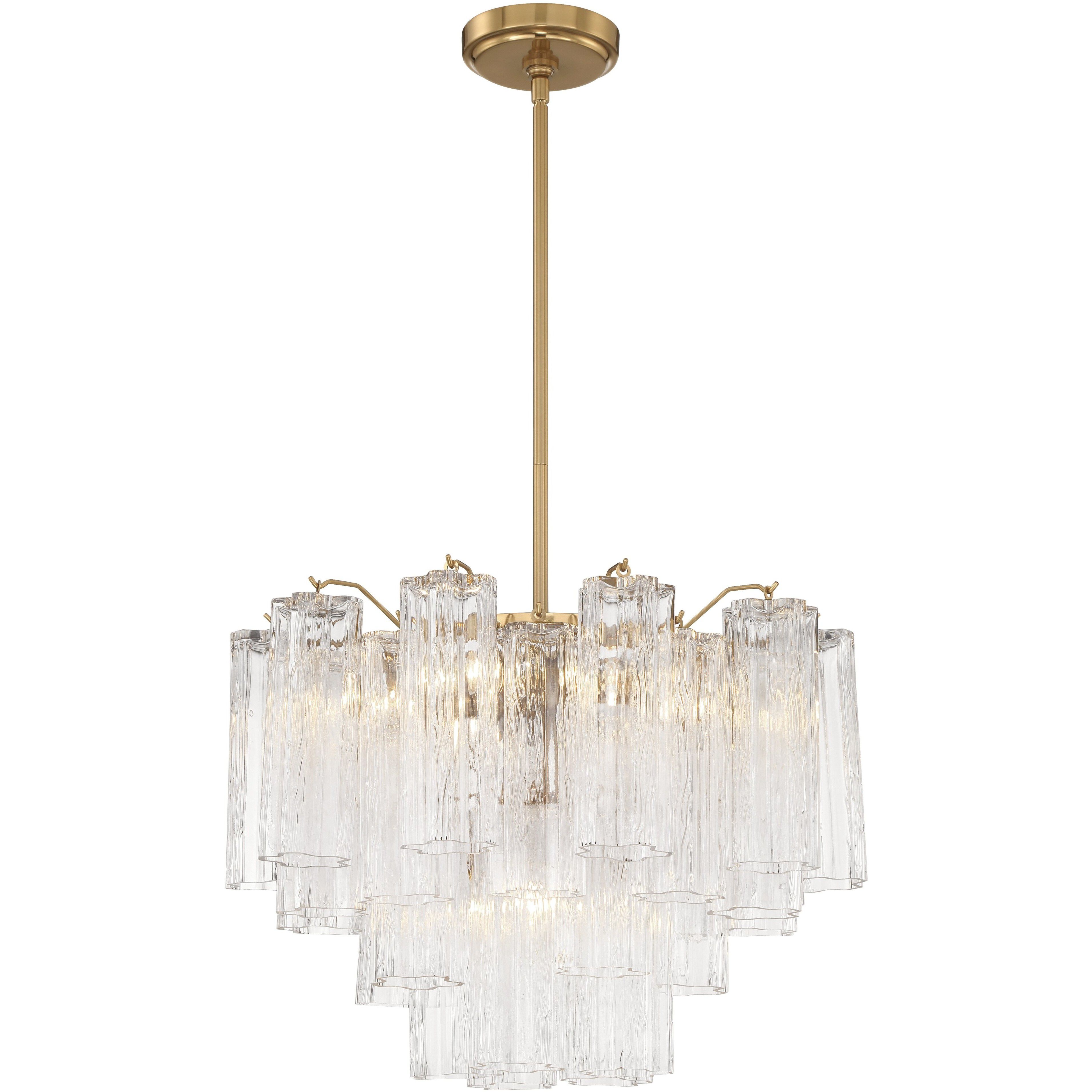 Addis 6 Light 19.75 inch Aged Brass Chandelier Ceiling Light in Tronchi Glass Clear