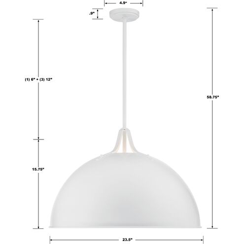 Soto 3 Light 23.5 inch White Chandelier Ceiling Light