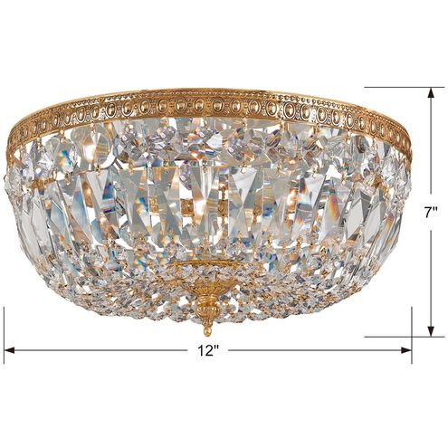 Westbury 3 Light 12 inch Olde Brass Flush Ceiling Light in Clear Spectra