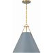 Xavier 3 Light 16 inch Vibrant Gold Pendant Ceiling Light in Vibrant Gold and Blue
