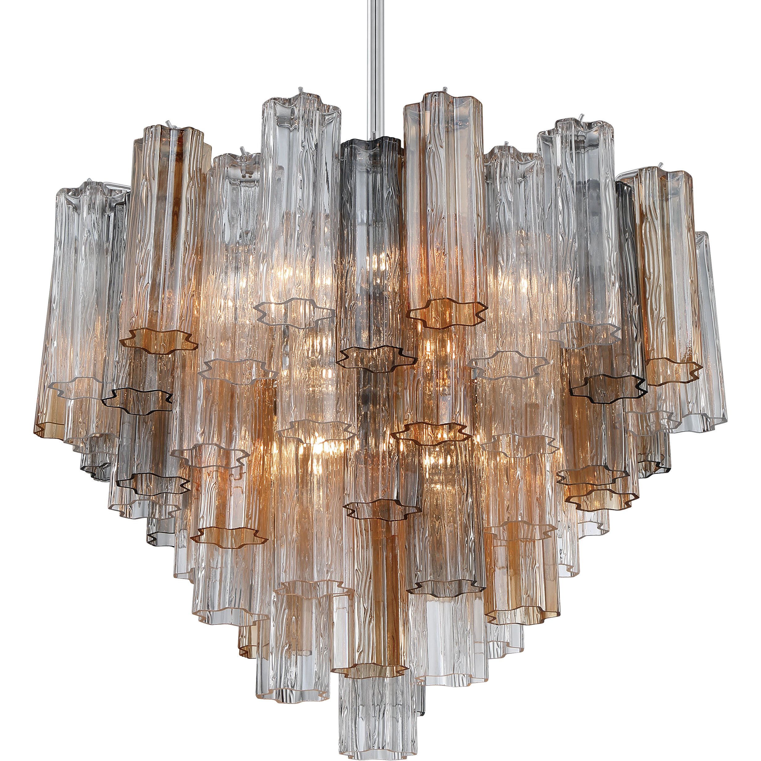 Addis 12 Light 26.75 inch Polished Chrome Chandelier Ceiling Light in Tronchi Glass Autumn