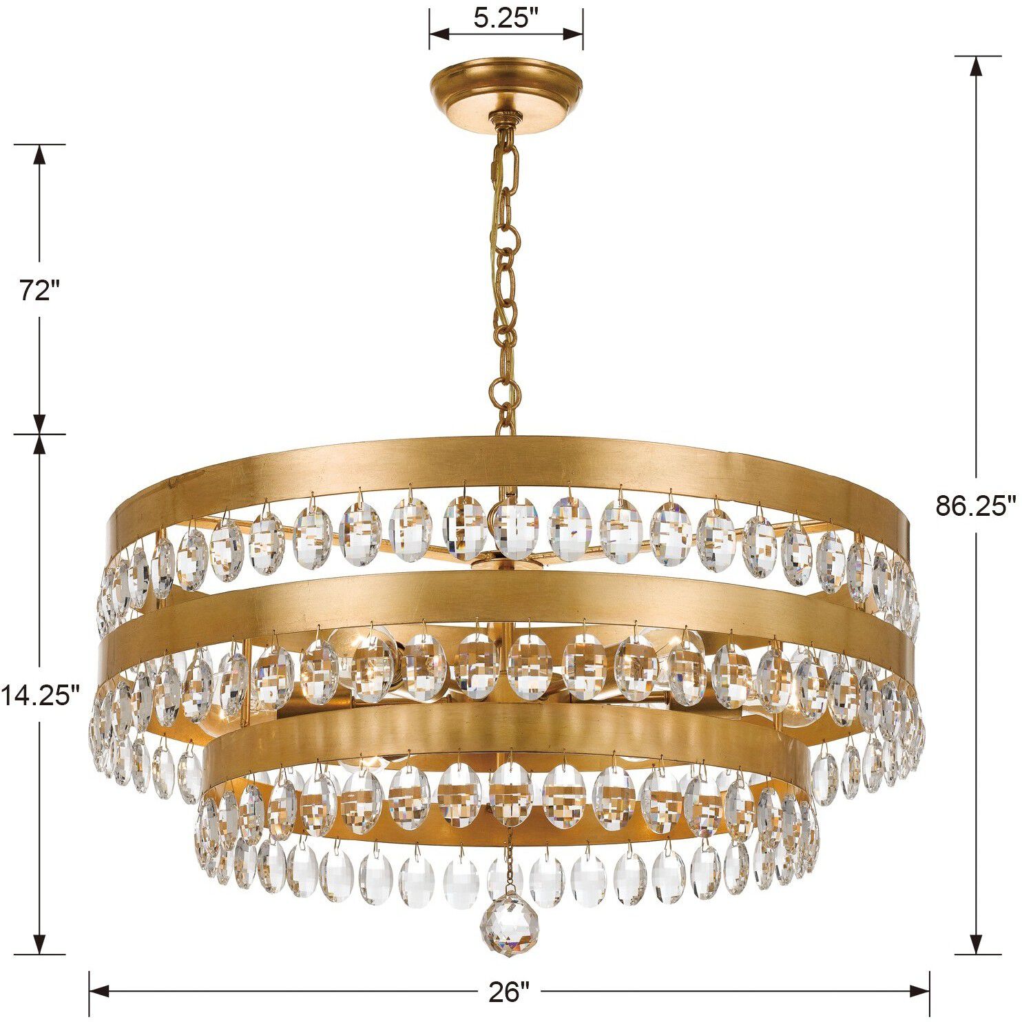 Perla 6 Light 26 inch Antique Gold Chandelier Ceiling Light