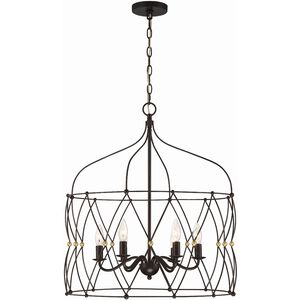 Zucca 6 Light 24 inch English Bronze and Antique Gold Chandelier Ceiling Light