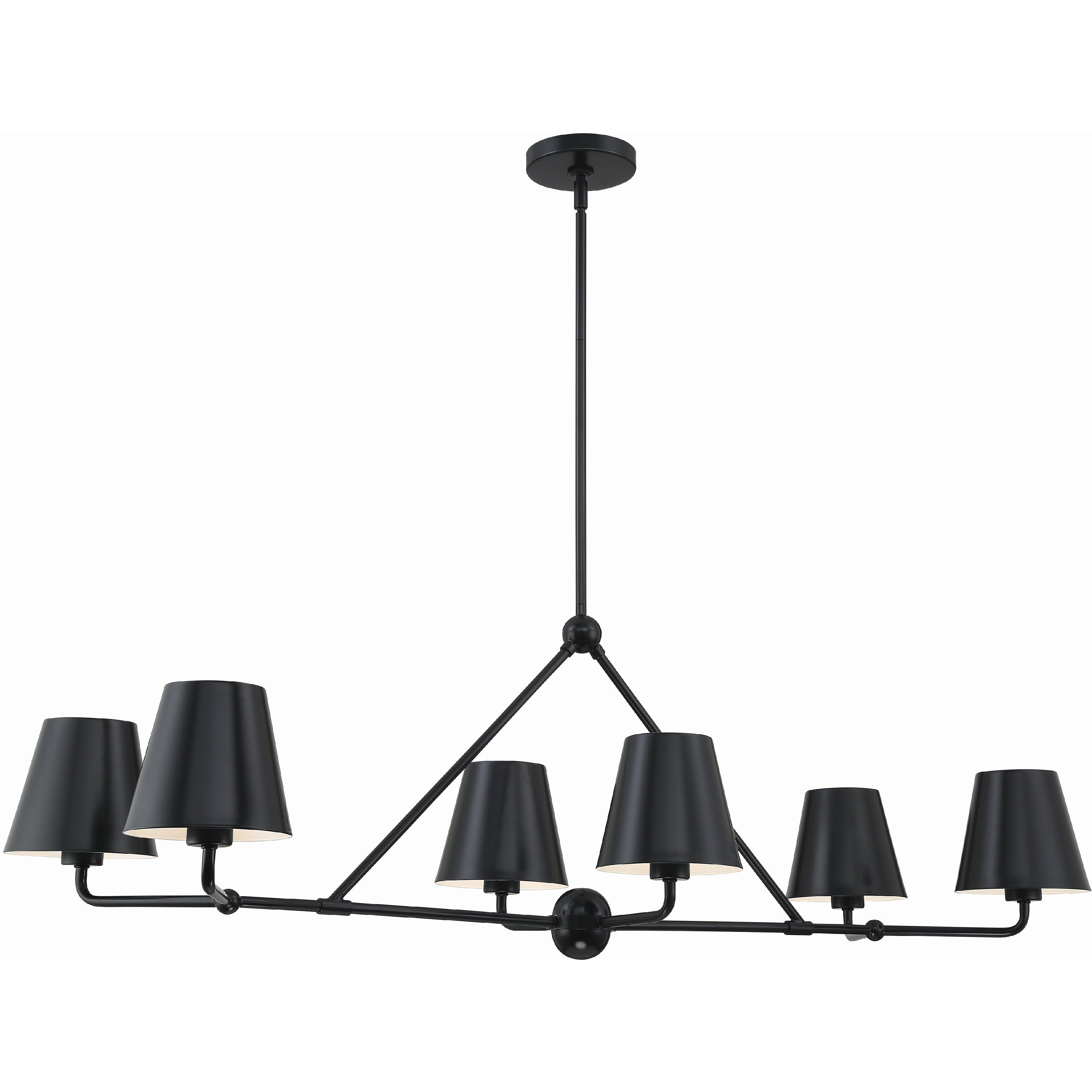 Xavier 6 Light 46 inch Matte Black Linear Chandelier Ceiling Light