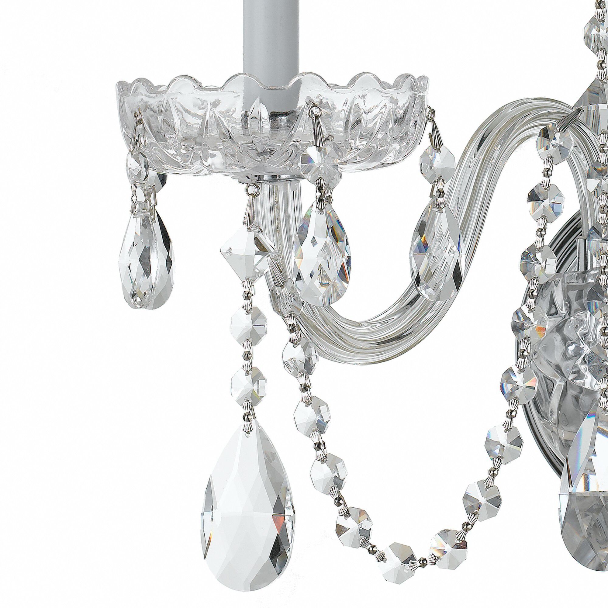 Traditional Crystal Sconce Wall Light in Clear Hand Cut, Polished Chrome