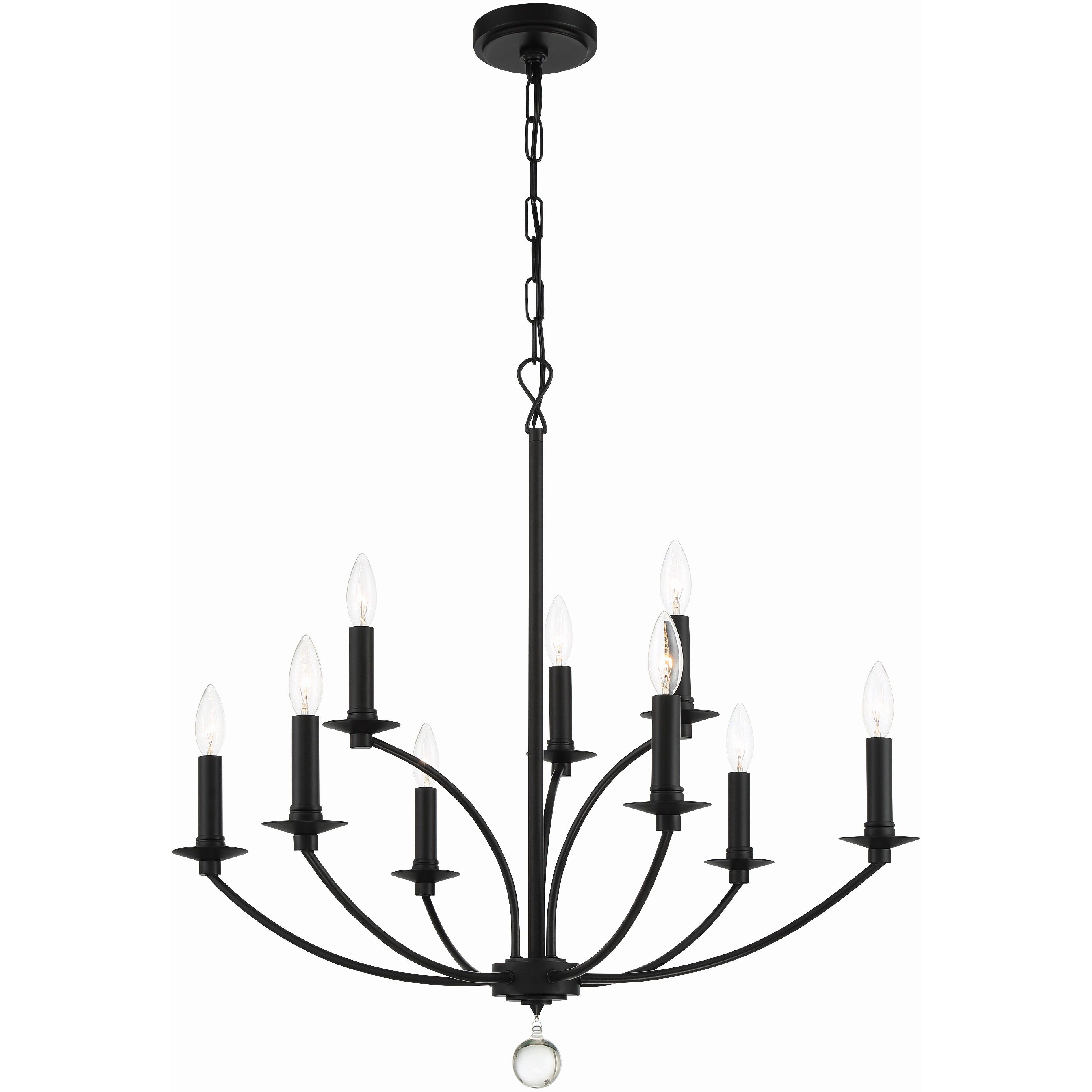 Mila 9 Light 28 inch Black Chandelier Ceiling Light