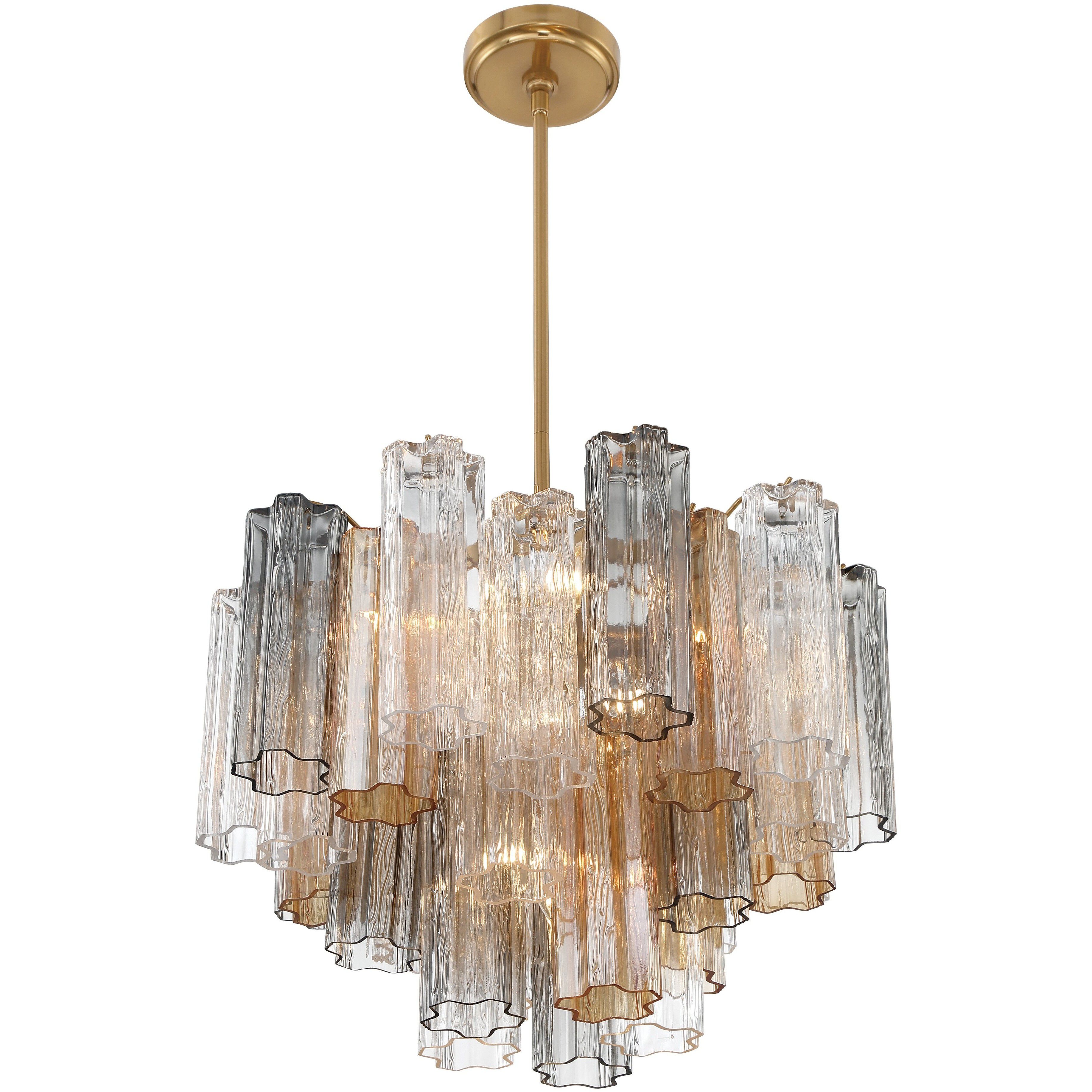 Addis 6 Light 19.75 inch Aged Brass Chandelier Ceiling Light in Tronchi Glass Autumn