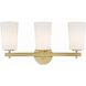 Colton 3 Light 23.25 inch Aged Brass Bathroom Vanity Light Wall Light