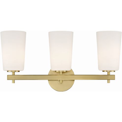 Colton 3 Light 23.25 inch Aged Brass Bathroom Vanity Light Wall Light