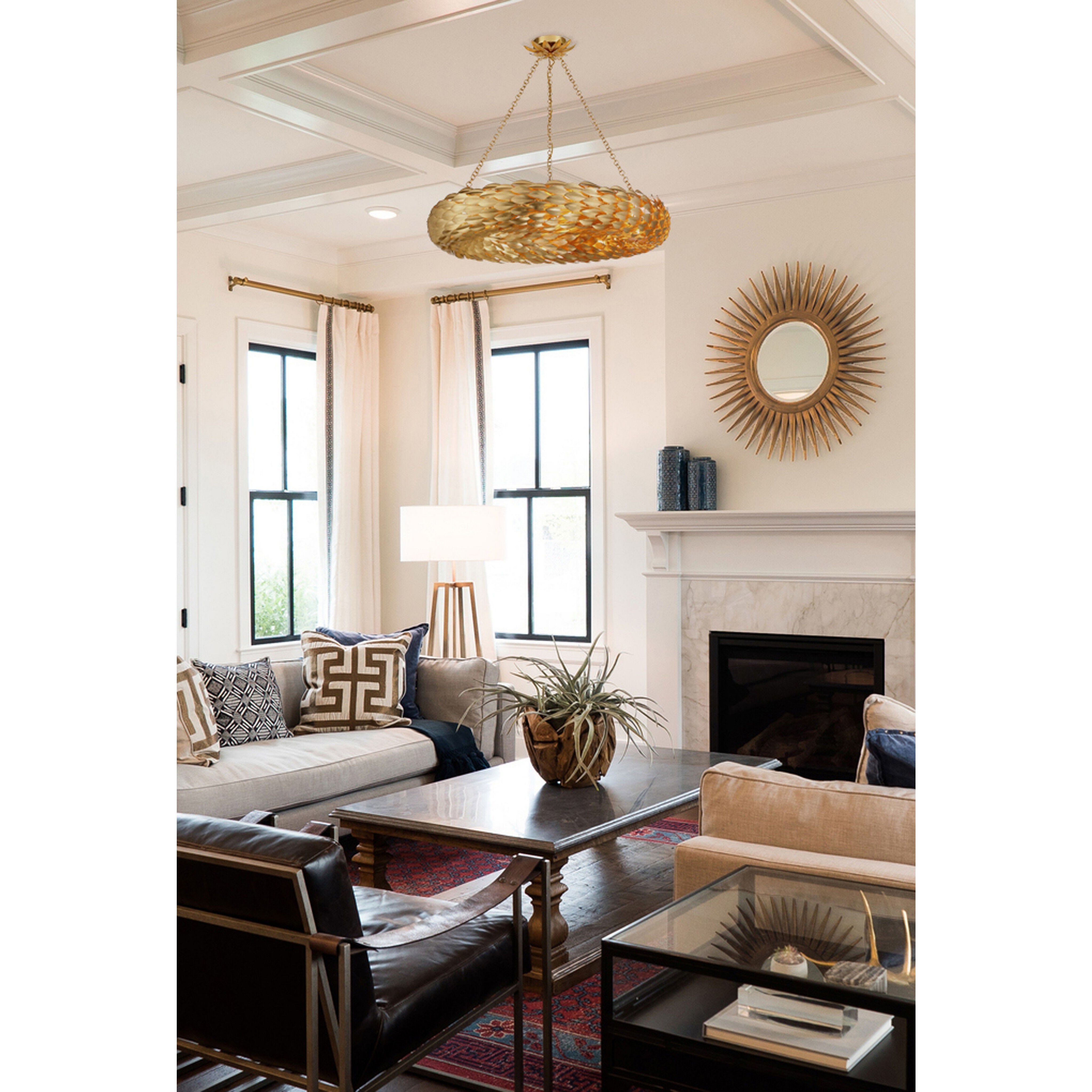 Broche 8 Light 33.5 inch Antique Gold Chandelier Ceiling Light