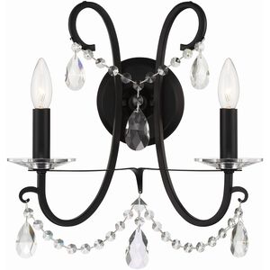 Othello 2 Light 14 inch Matte Black Sconce Wall Light in Clear Hand Cut